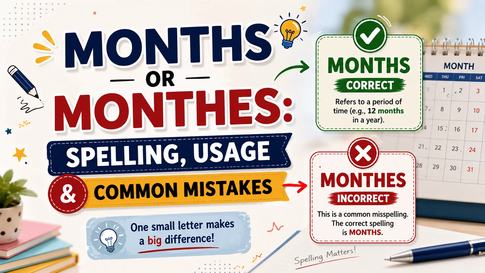 Months or Monthes Spelling, Usage and Common Mistakes