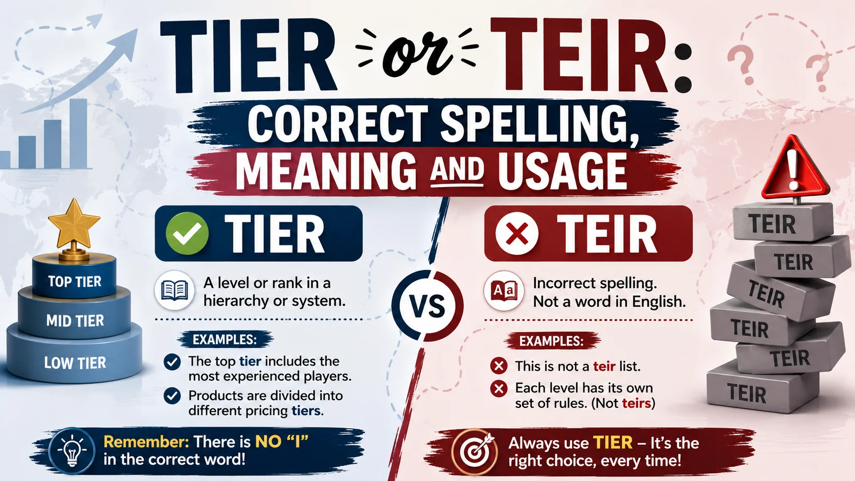 Tier or Teir Correct Spelling, Meaning and Usage