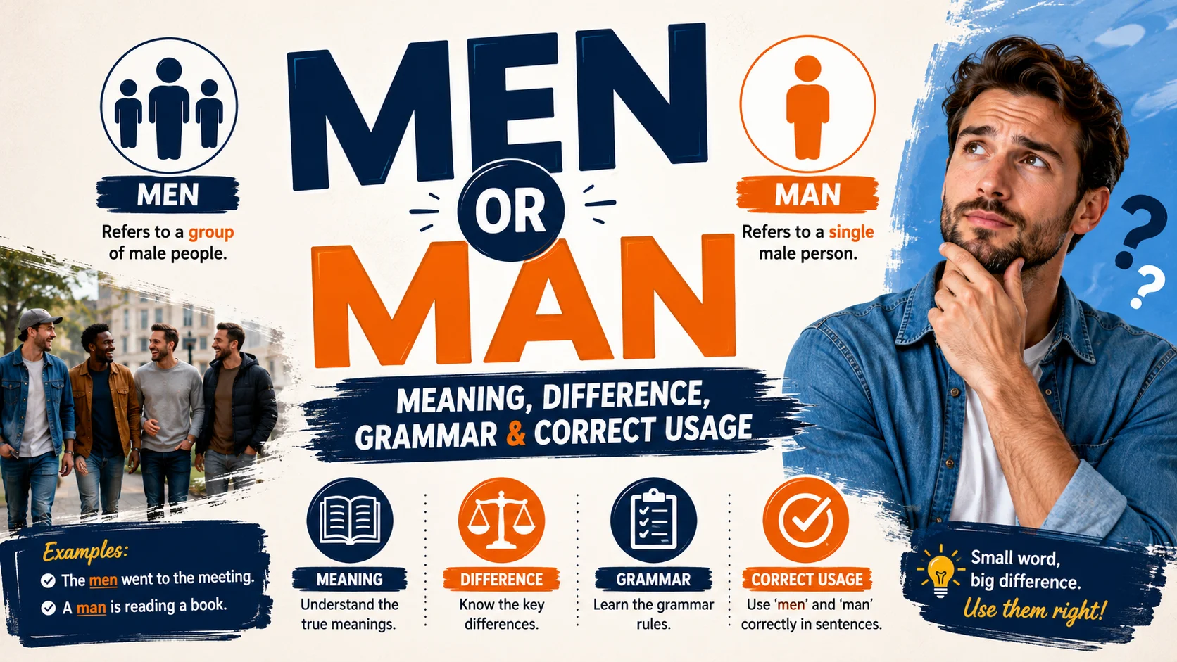 Men or Man Meaning, Difference, Grammar & Correct Usage