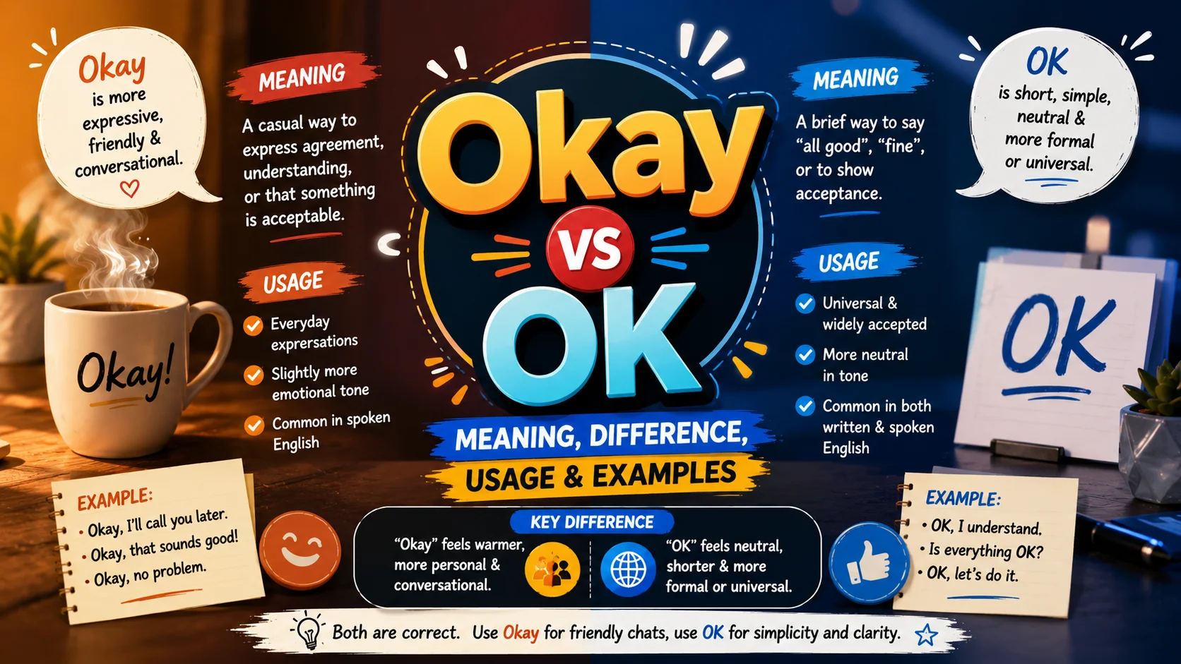 Okay vs OK Meaning, Difference, Usage & Examples