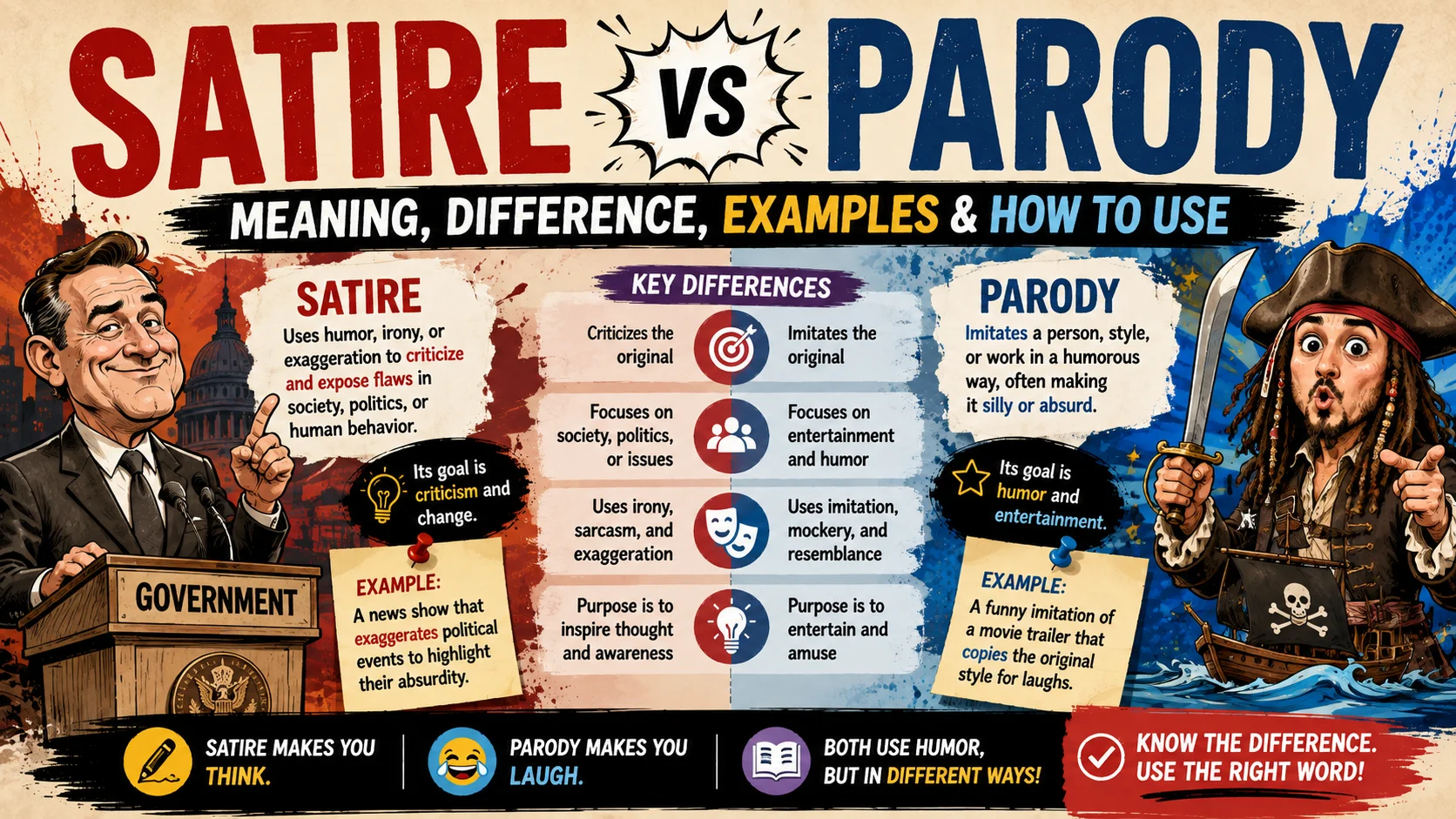 Satire vs Parody Meaning, Difference, Examples & How to Use