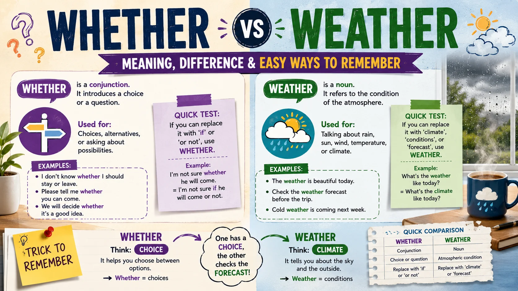 Whether vs Weather Meaning, Difference & Ways to Remember