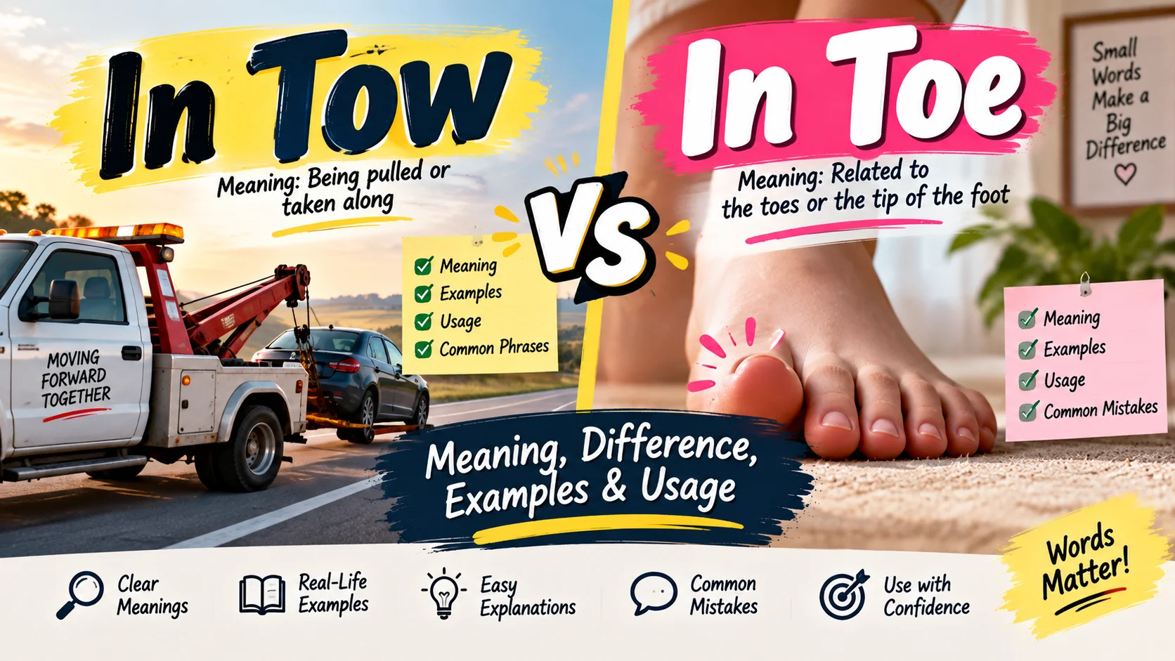 In Tow vs In Toe Meaning, Difference, Examples & Usage
