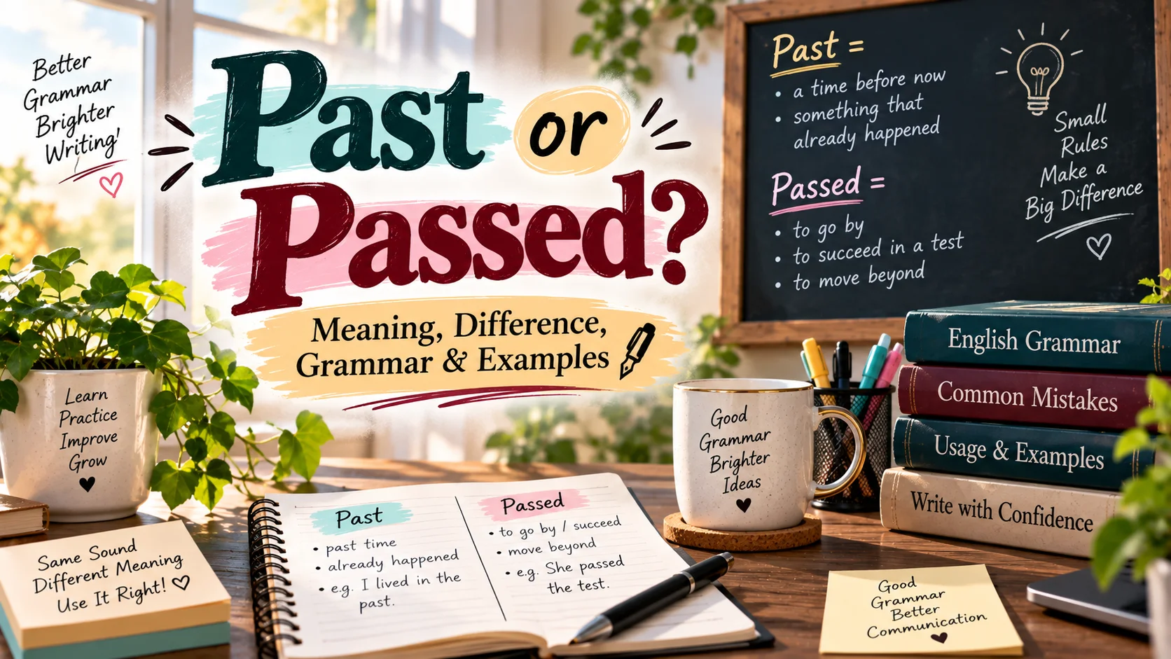 Past or Passed Meaning, Difference, Grammar & Examples ✍️