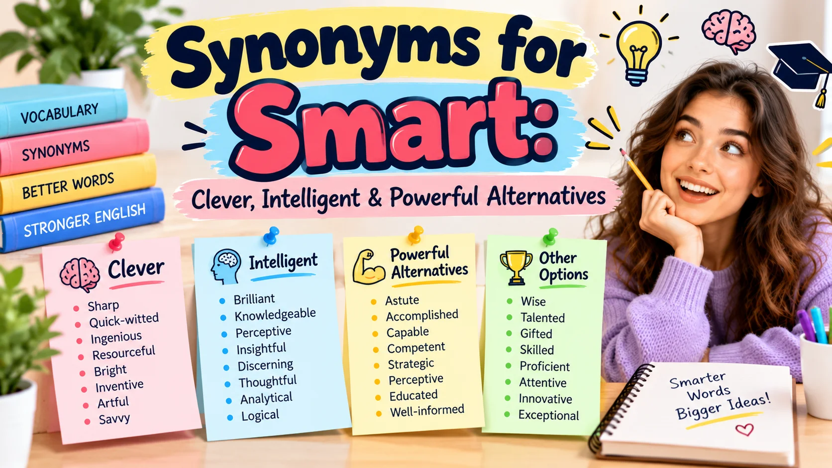 Synonyms for Smart Clever, Intelligent & Powerful Alternatives