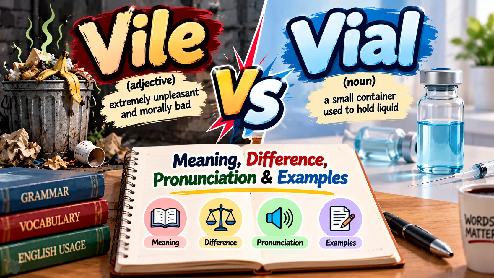 Vile vs Vial: Meaning, Difference, Pronunciation & Examples